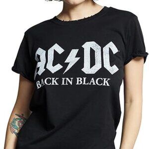 Recycled Karma AC/DC Back In Black Rock Or Bust Tee Black Small NWOT